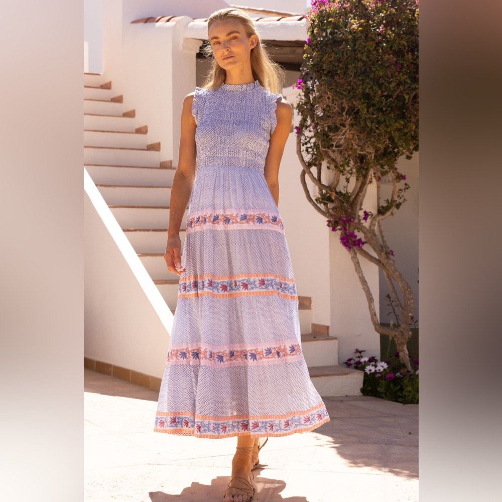 OLIPHANTDESIGN SLEEVELESS SMOCKED MAXI- JUNGI PEACH